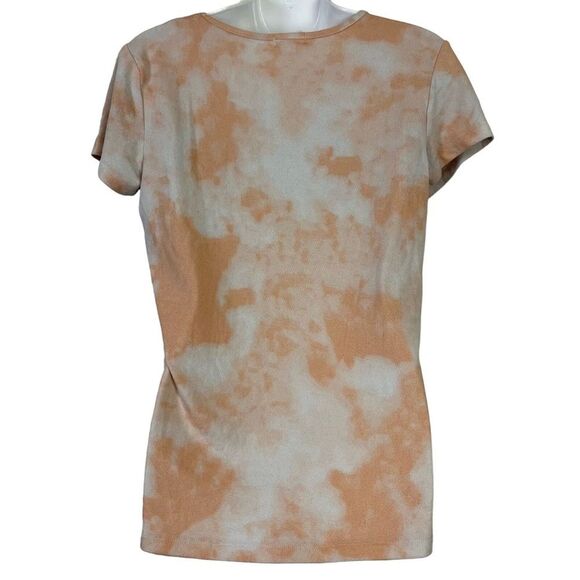 CATHERINE MALANDRINO Stretch Tie Dye Short Sleeve V-Neck Knit Top Shirt Tee sz S - Picture 9 of 16
